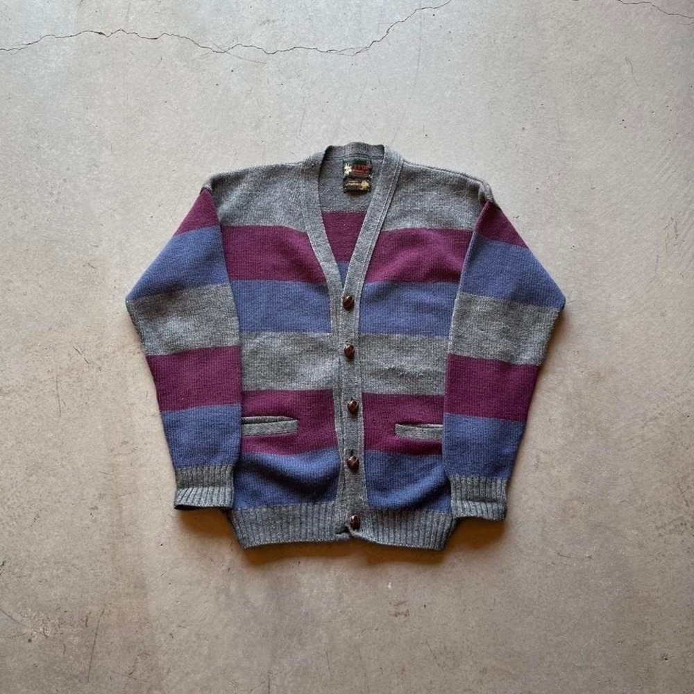 Vintage Alps 100% Wool Multicolored Cardigan Men's size Medium, Indie Retro